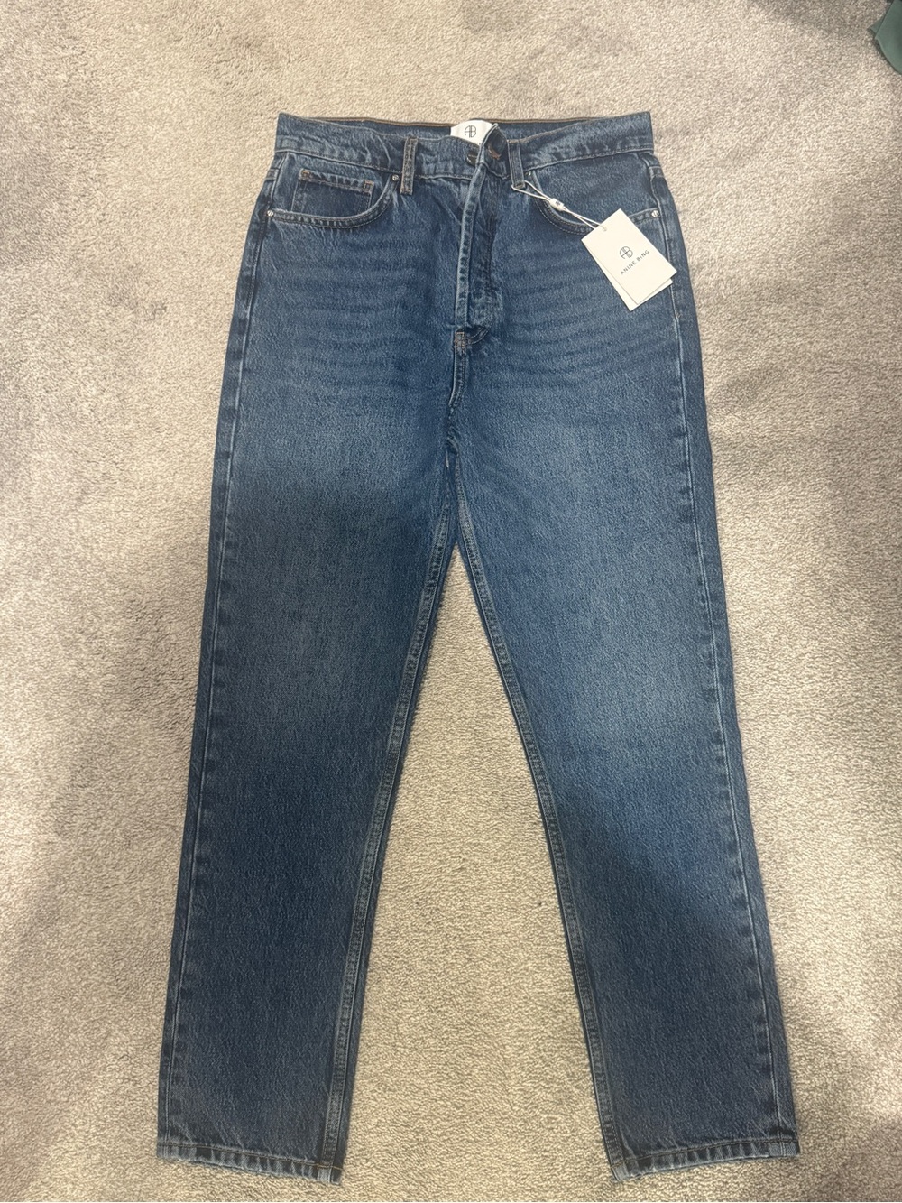 Anine Bing Women's High-Rise Jeans in Dark Blue Wash